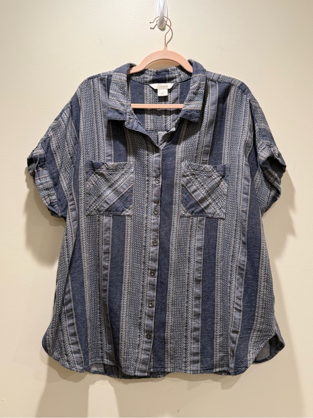 Natural Reflections Blue Striped Button-Front Shirt